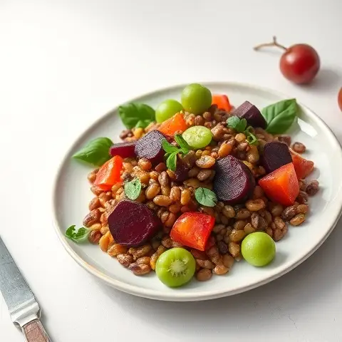 Roasted Beet & Lentil Salad with Dijon Vinaigrette