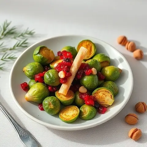 Roasted Brussels Sprouts with Cranberry-Style Relish and Hazelnuts
