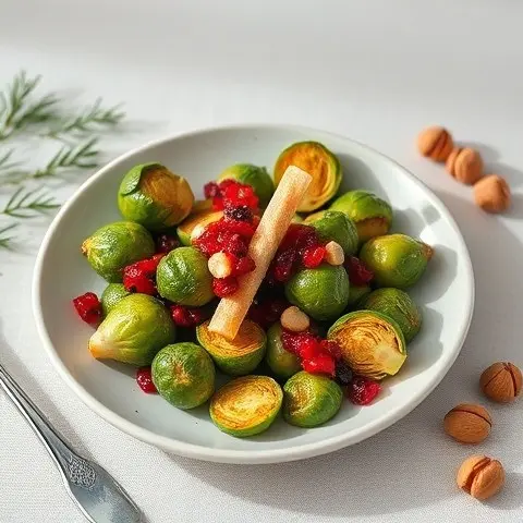 Roasted Brussels Sprouts with Cranberry-Style Relish and Hazelnuts