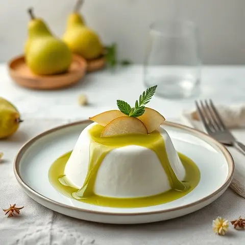 19 Pear Matcha Panna Cotta