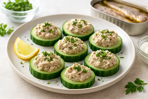 Sardine Pâté on Cucumber Rounds