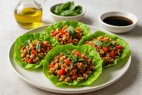 Thai Basil Chicken Lettuce Cups