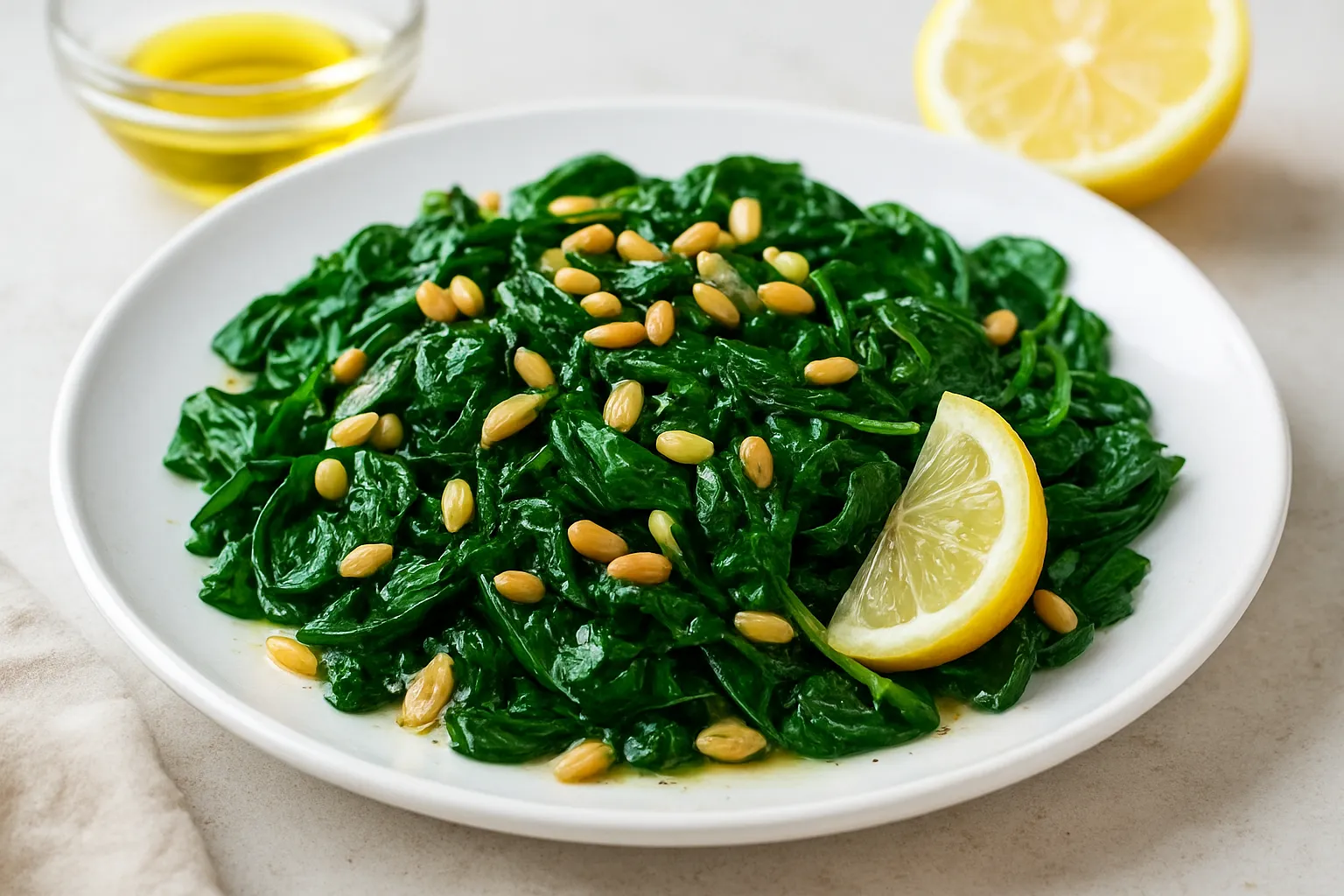 Sautéed Spinach with Toasted Pine Nuts
