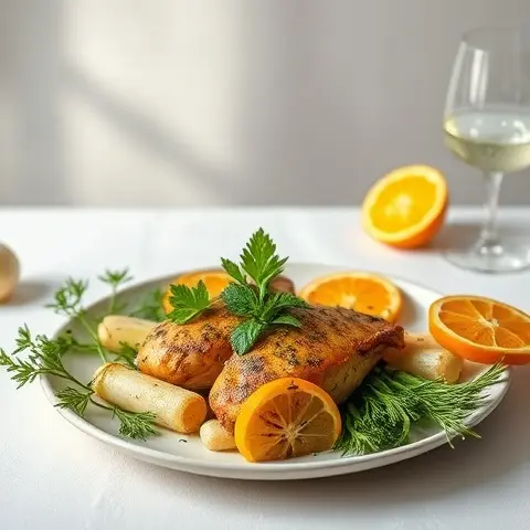 Herb-Roasted Chicken with Fennel and Orange