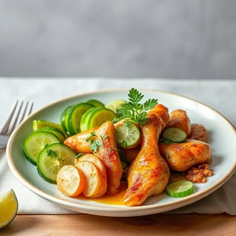 Vietnamese Lemongrass Chicken with Cucumber Salad
