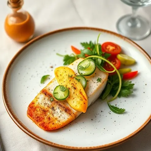 Turmeric Pepper Baked Mackerel with Warm Cucumber Salad