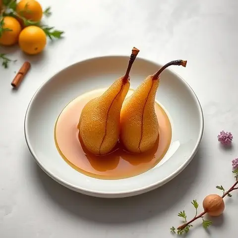 Cinnamon Ginger Poached Asian Pears