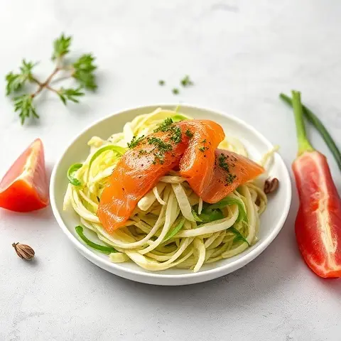 Refreshing Shredded Cabbage Salad with Smoked Salmon