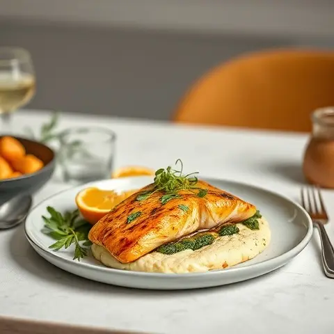 Turmeric-Ginger Salmon with Cauliflower Purée