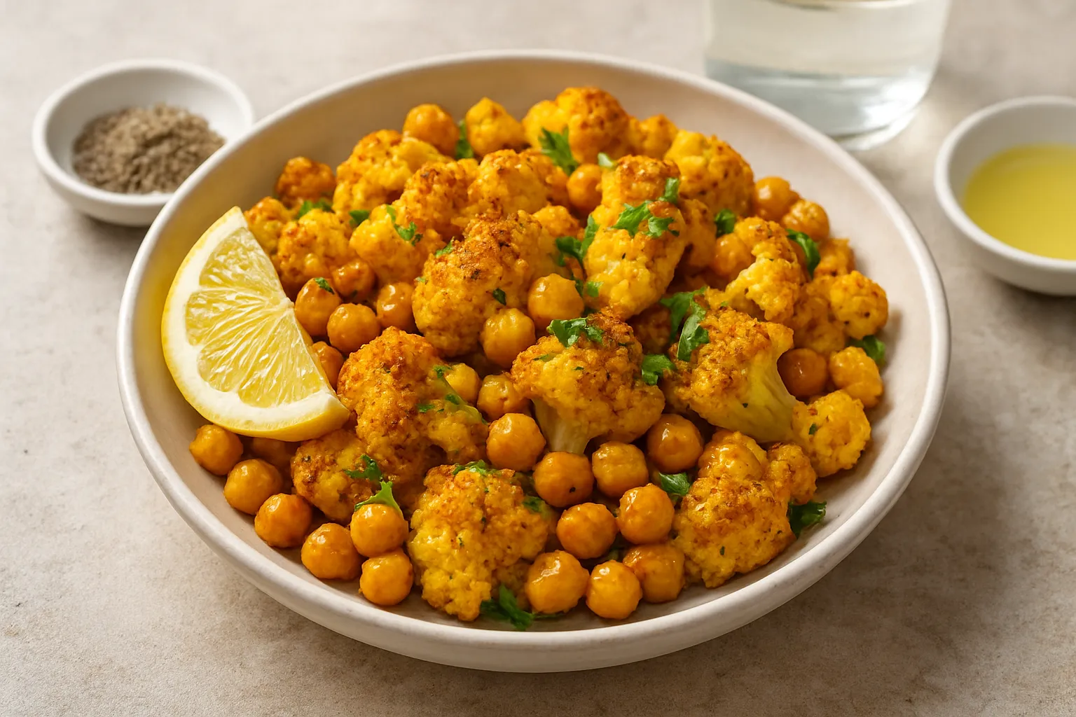 Turmeric-Spiced Cauliflower and Chickpea Breakfast Bowl