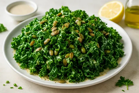 Kale, Pumpkin Seed & Lemon Tahini Salad