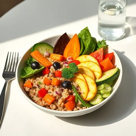 Roasted Vegetable & Quinoa Grain Bowl with Lemon Tahini