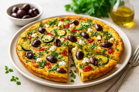 Mediterranean Egg & Zucchini Frittata with Olives and Feta