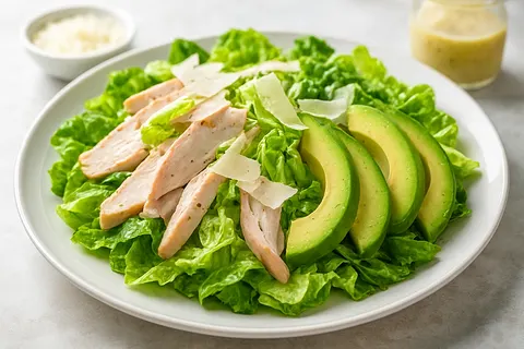 Turkey and Avocado Caesar Salad (No Croutons)