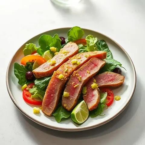 Sesame-Crusted Ahi Tuna Salad with Wasabi Vinaigrette