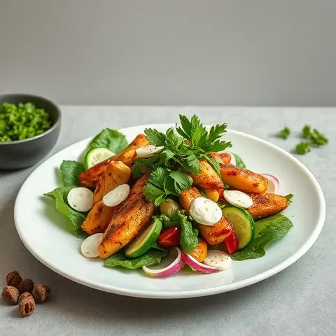 Chicken Tikka Salad with Cucumber Raita
