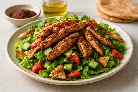 Levantine Fattoush with Sumac-Grilled Chicken Strips