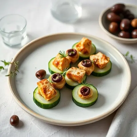Chicken and Olive Tapenade Cucumber Bites