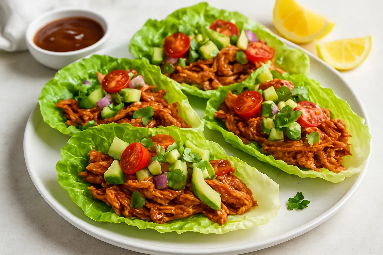 BBQ Chicken Breakfast Lettuce Boats