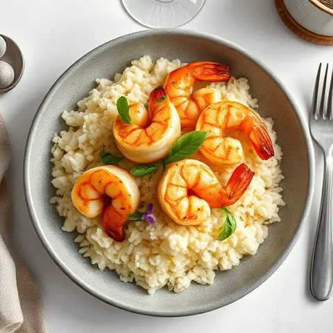 Saffron-Grilled Shrimp & Cauliflower Rice Salad