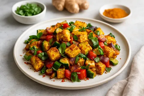 Spiced Paneer & Vegetable Breakfast Hash with Fenugreek