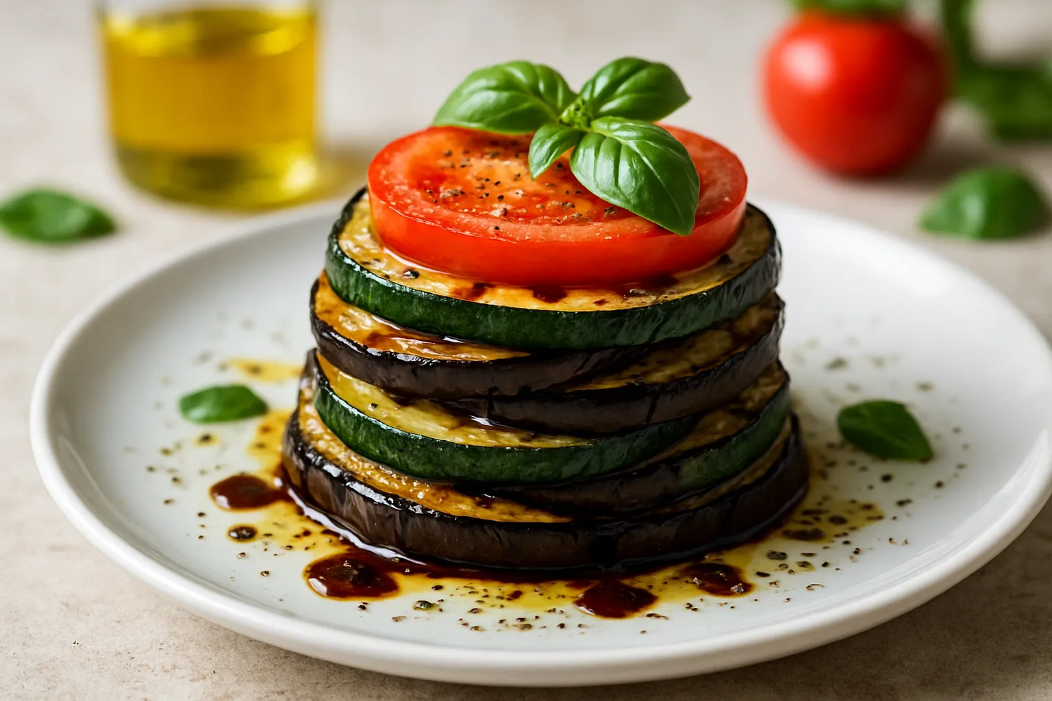 Grilled Zucchini and Eggplant Stack