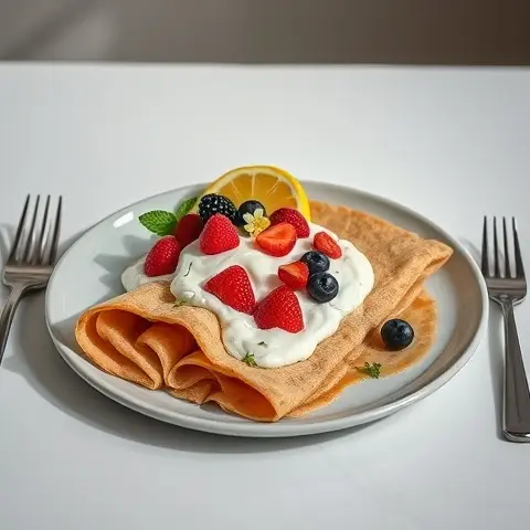 Buckwheat Crepes with Lemon Ricotta and Berries