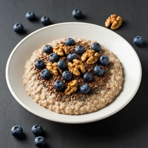 Blueberry Walnut Oatmeal with Flax and Chia