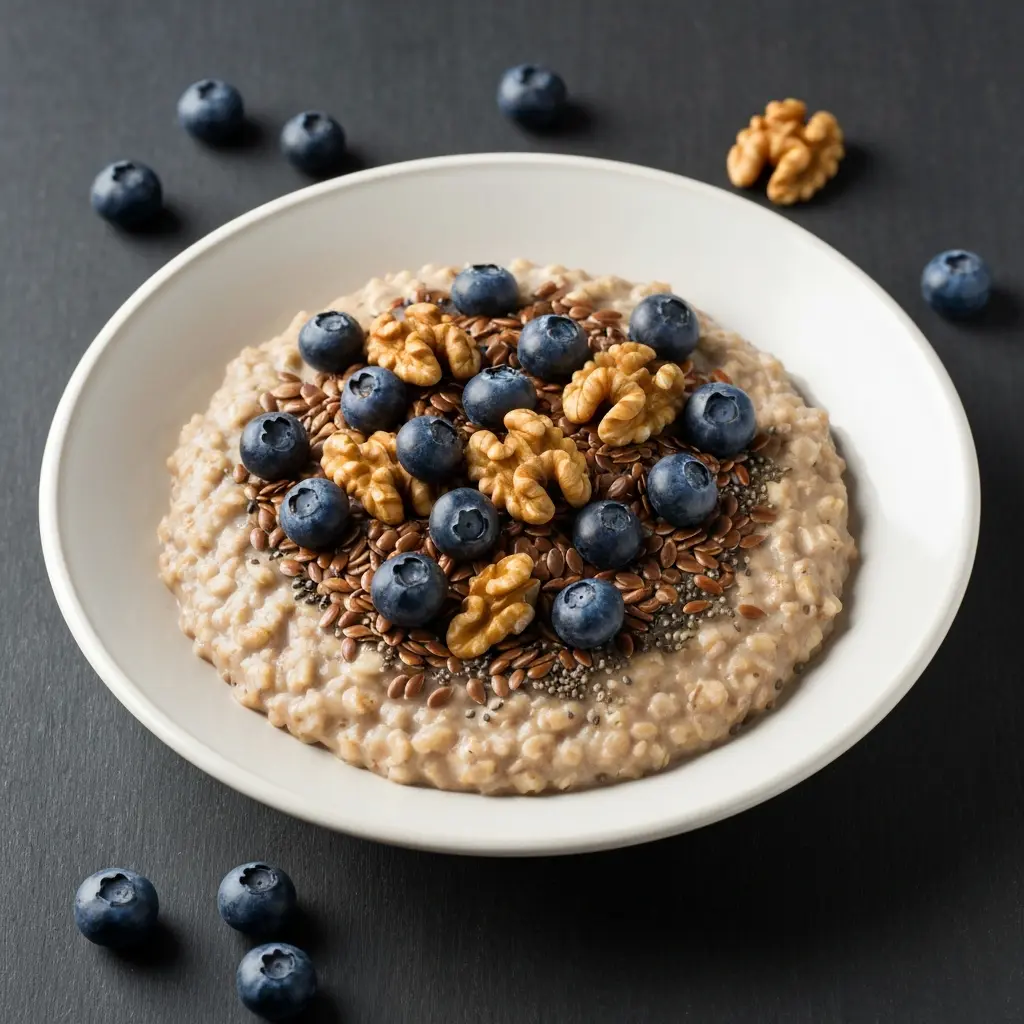 Blueberry Walnut Oatmeal with Flax and Chia