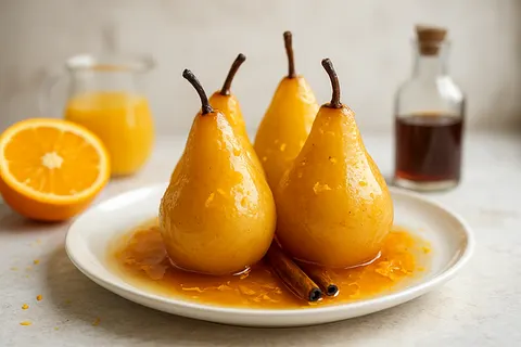 Cinnamon Orange Poached Pears