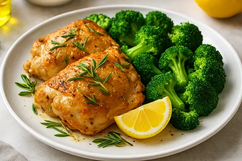 Lemon-Rosemary Roast Chicken Thighs with Broccoli