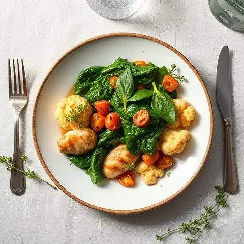 Nutritious Chicken Saag with Roasted Cauliflower