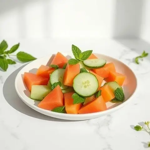 Fresh Melon and Cucumber Salad with Mint