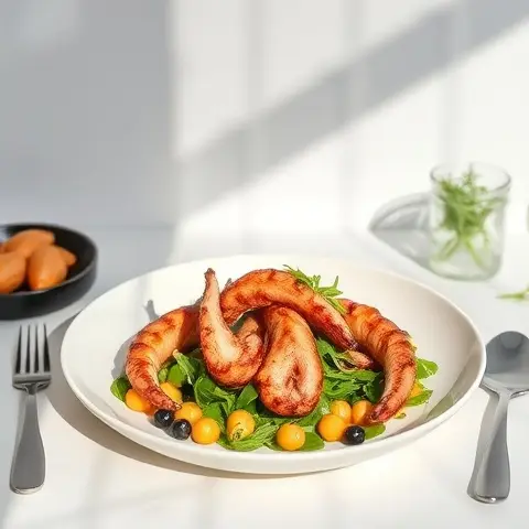 Grilled Octopus & Chickpea Sprout Salad