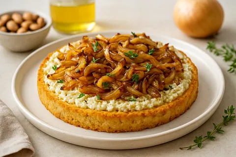 Caramelized Onion and Feta-Style Almond Cheese Tart (Crustless)