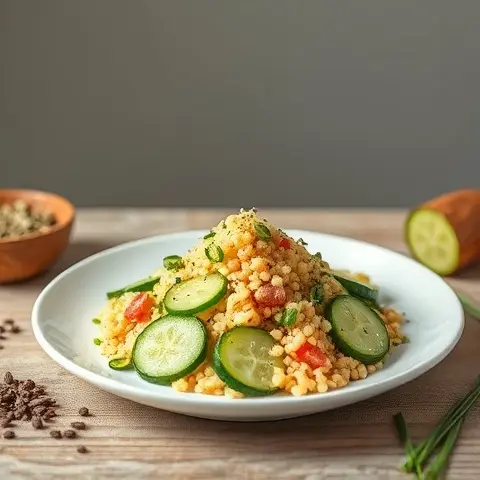 Refreshing Millet and Cucumber Salad with Chives