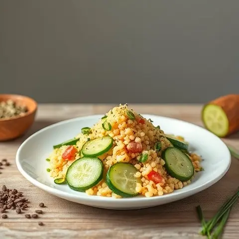 Refreshing Millet and Cucumber Salad with Chives