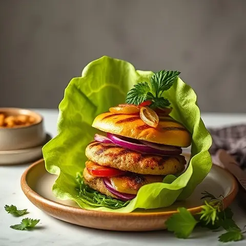 Lemon-Oregano Grilled Turkey Burgers in Lettuce Cups