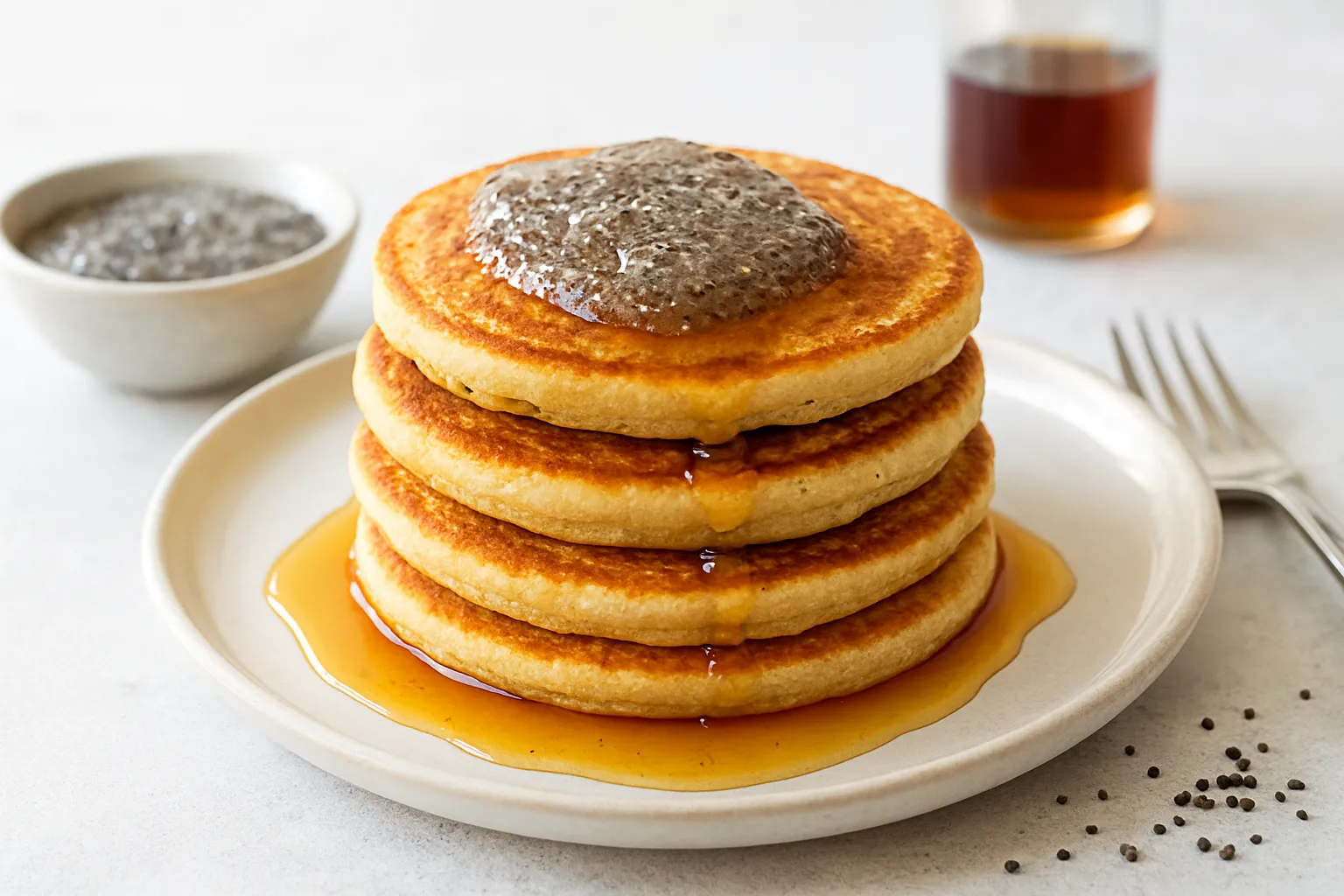 Light Millet Pancakes with Chia Gel