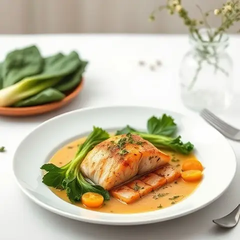 Ginger-Lemongrass Poached Salmon with Bok Choy