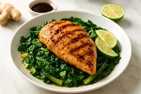 Ginger-Lime Grilled Chicken over Asian Greens