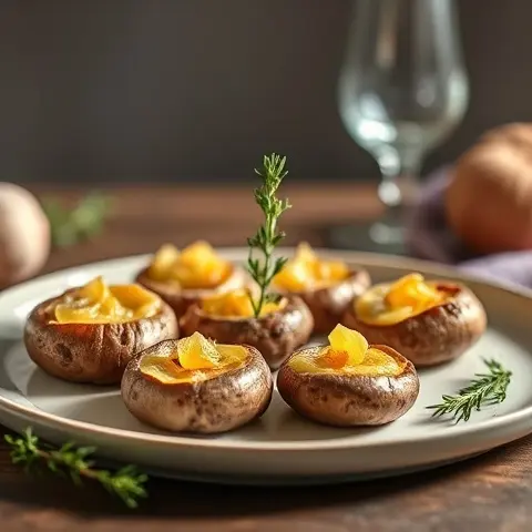 Roasted Garlic Mushroom Caps with Thyme