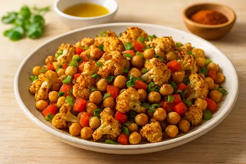 Moroccan Chickpea & Roasted Cauliflower Salad