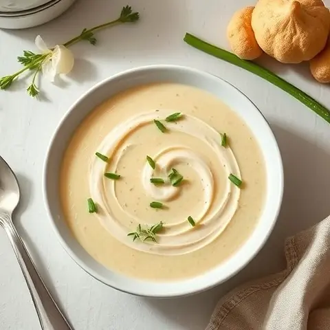 Creamy Cauliflower “Potato” Soup with Leek and Chives