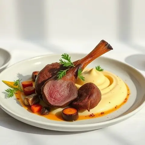Saffron & Mace Roasted Lamb Shoulder with Celeriac Mash