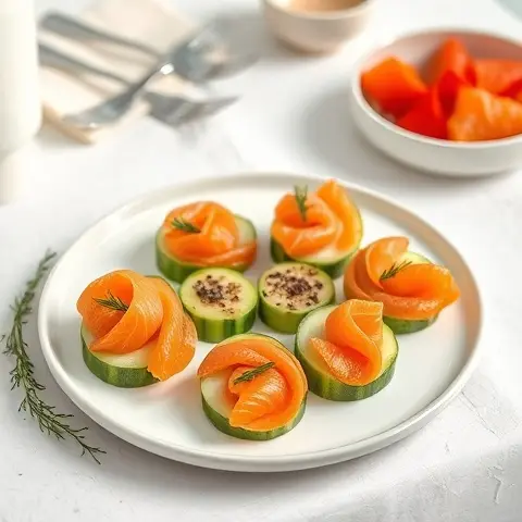 Cucumber & Smoked Salmon Rosettes with Dill