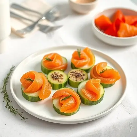 Cucumber & Smoked Salmon Rosettes with Dill