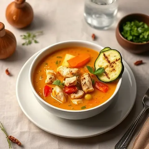 Heart-Healthy Chicken Shorba with Grilled Zucchini