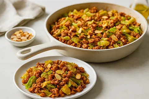 Spiced Turkey & Cabbage Skillet with Toasted Almonds
