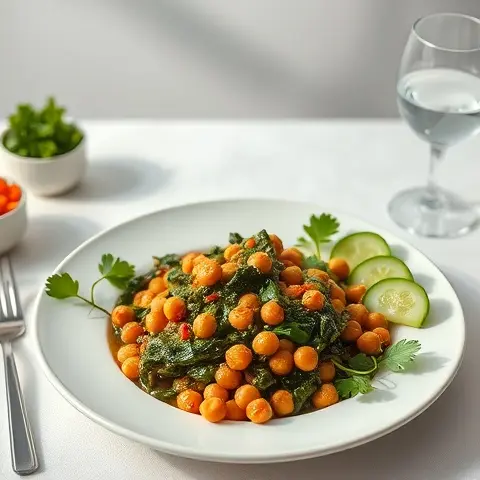 Nutritious Palak Chole with Cucumber Salad